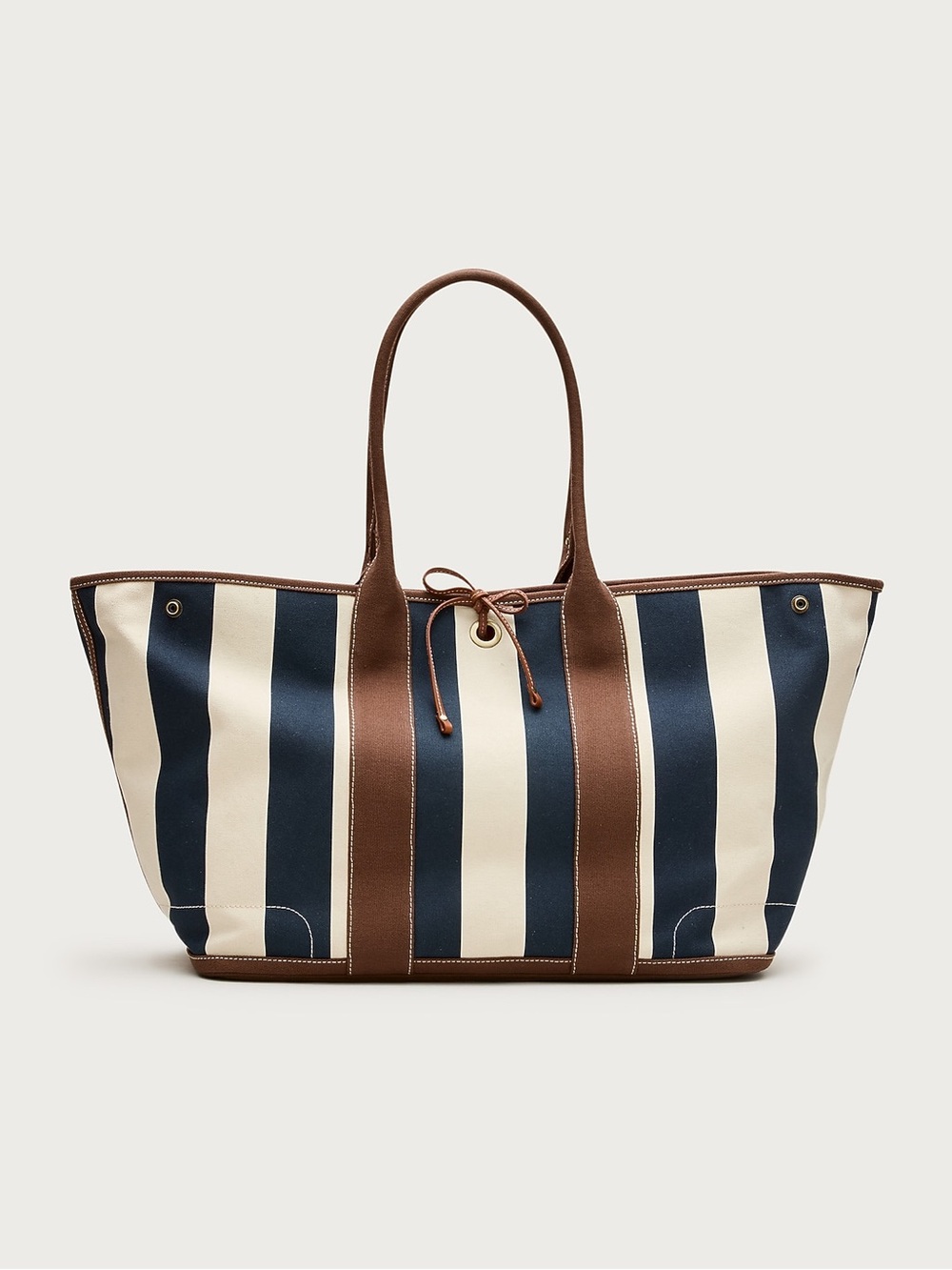 J.Crew 1998 Montauk Large Tote in Stripe Natural Navy Cream